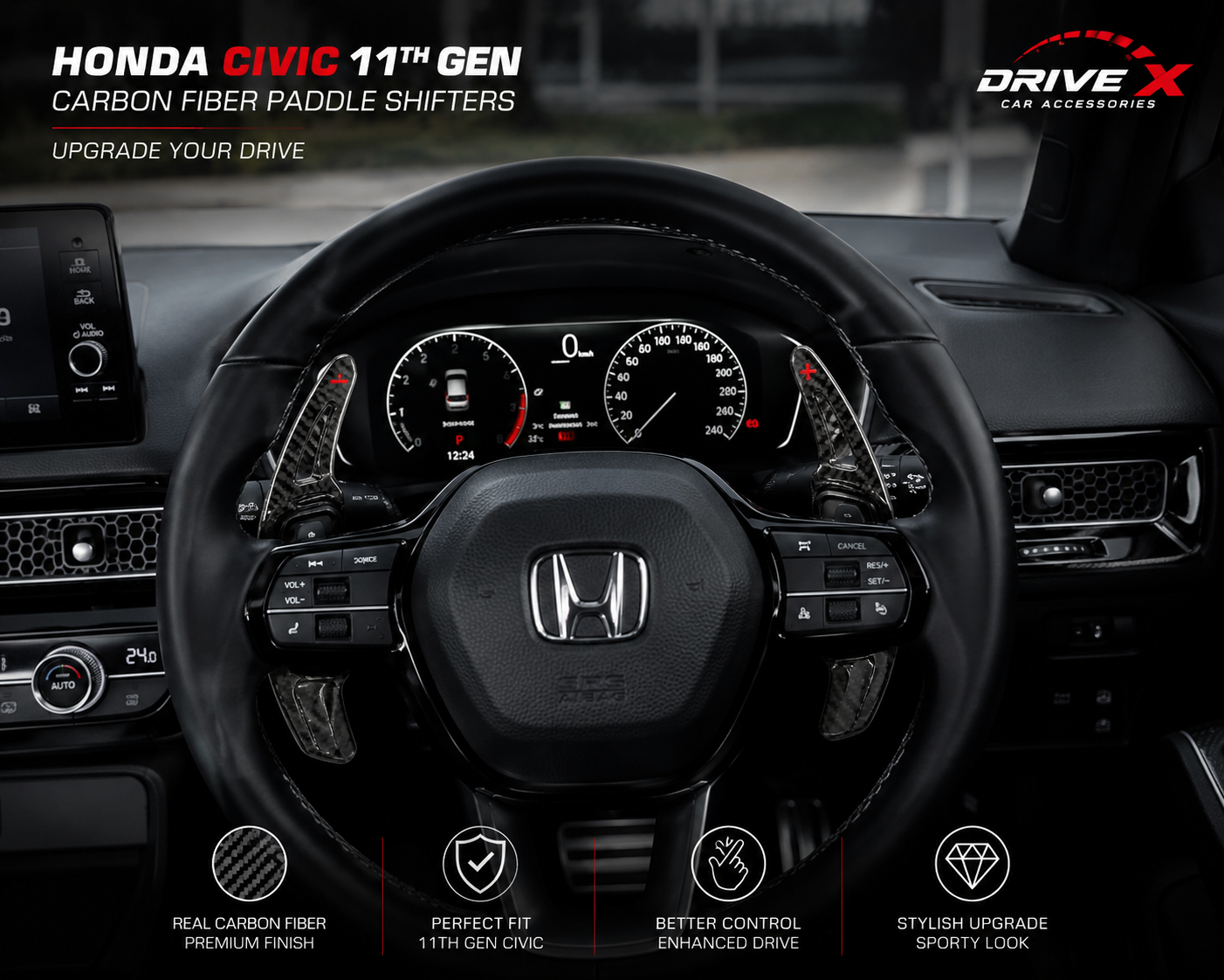 Honda civic 11 gen paddel shifter extention carbonfiber
