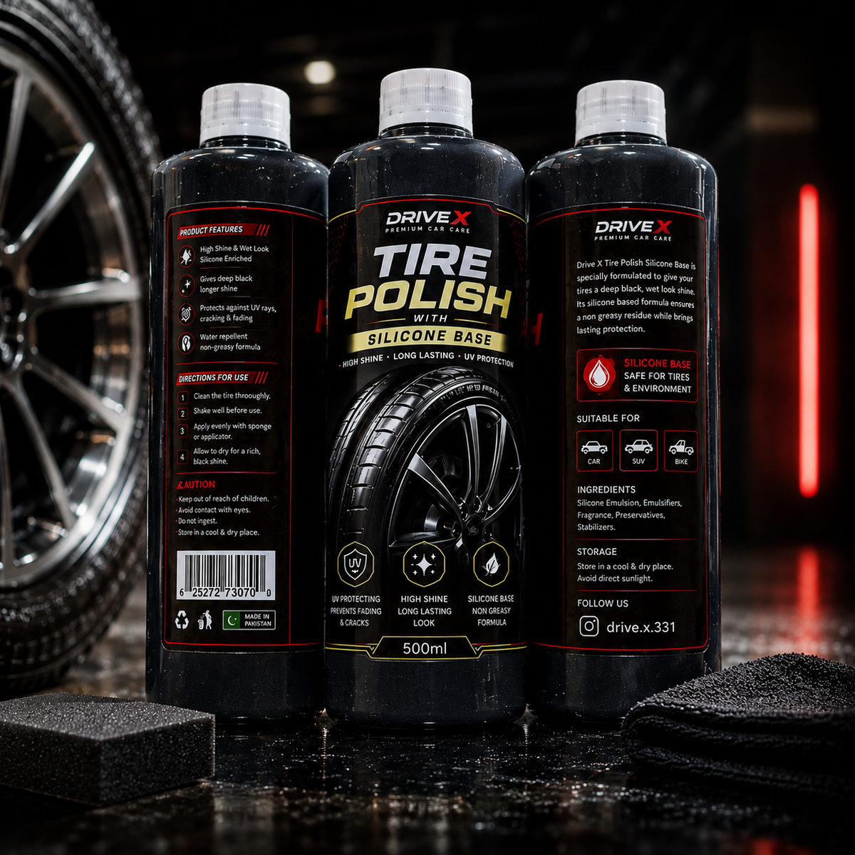 Drive X Premium Tire polish with silicone base