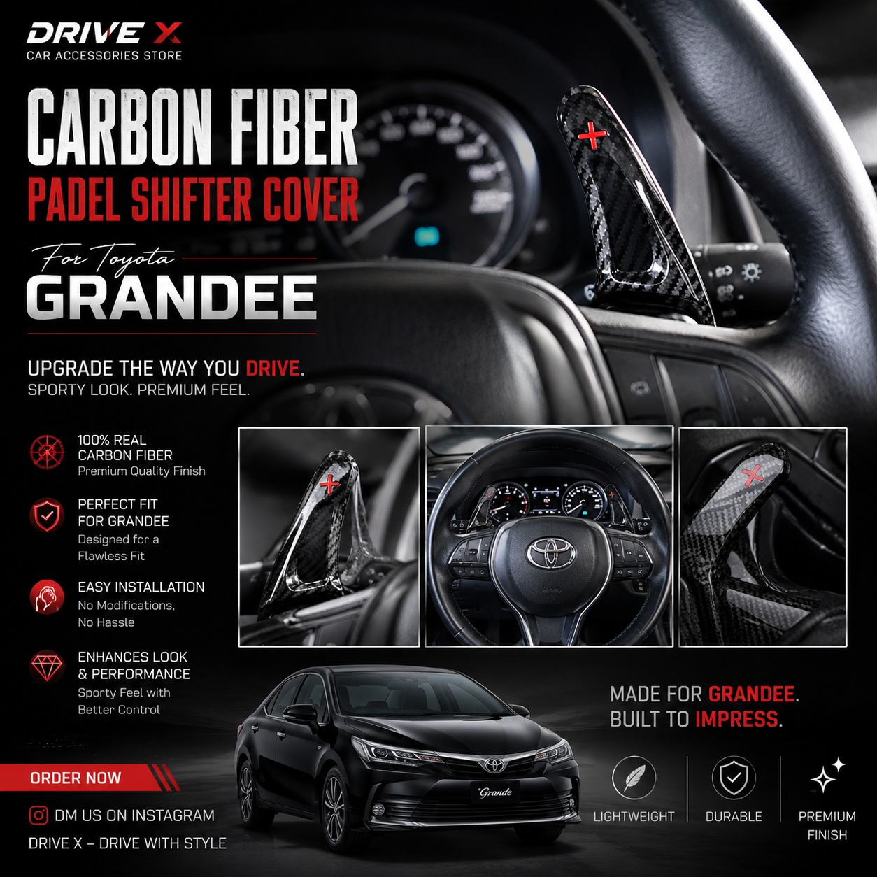 Carbonfibre Paddle Shifter Extension For Toyota Corolla Grande
